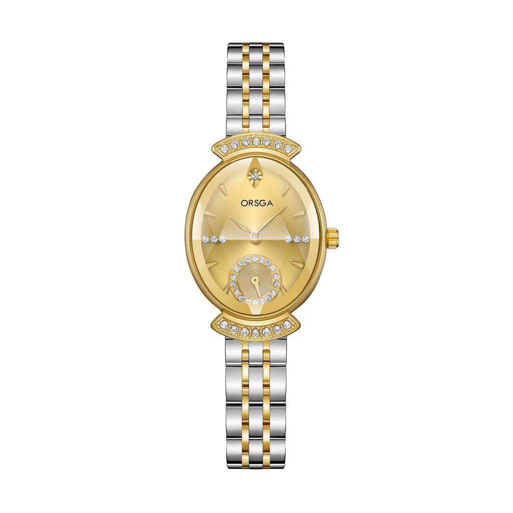 ORSGA Women's Oval Diamond-set Fashion Watch with Prismatic Mirror and Quartz Movement