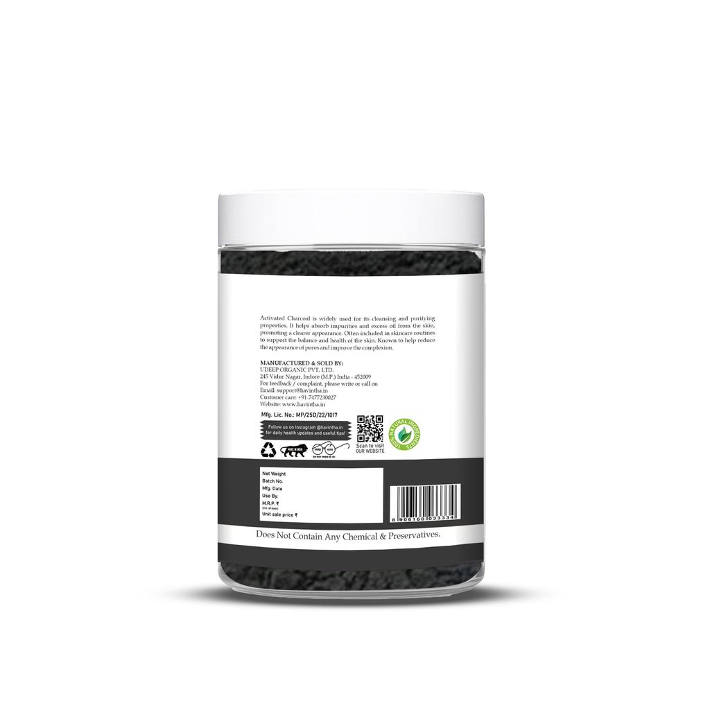 Havintha Natural Activated Charcoal Powder for Face & Skin | Oil Control and Acne | Face Pack, Clear Dead Skin, Blackheads Removal - 250g