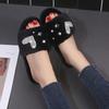 Fashion Light Open Toe Cotton Slippers for Women Elegant Pearls Detor Indoor Cotton Slippers Woman Soft Faux Fur Flats Plush Slides Lady