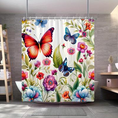 Butterfly Garden Shower Curtain: Embrace the Vibrant Floral Design, Soft Fabric, and Magical Vibes for Your Enchanting Bathroom