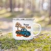 Hello Pumpkin Print Enamel Mugs Coffee Cups Fall Thanksgiving Party Juice Mug Handle Cup Autumn Holiday Gifts for Family Friends
