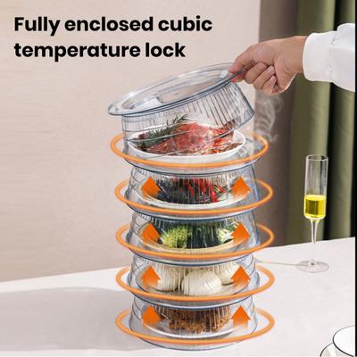 Microwave Splatter Food Cover Transparent Stackable BPA-Free Food-Grade Plastic Table Thermal Dish Dust Cover Protector Kitchen Supplies
