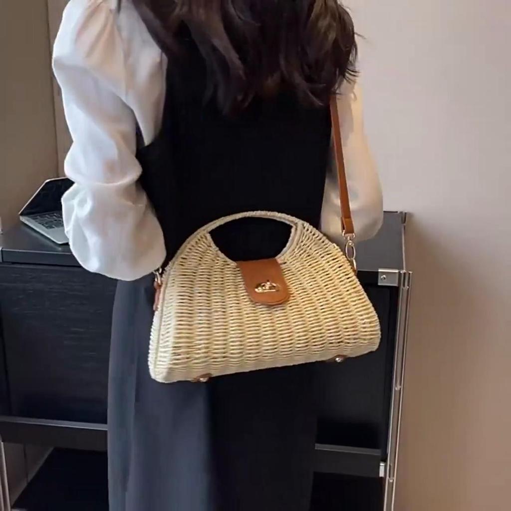 Women Summer Woven Shell Tote Bag Female Handmade Top-Handle Bags Handbags For Women Luxury Designer Beach Purse MIT