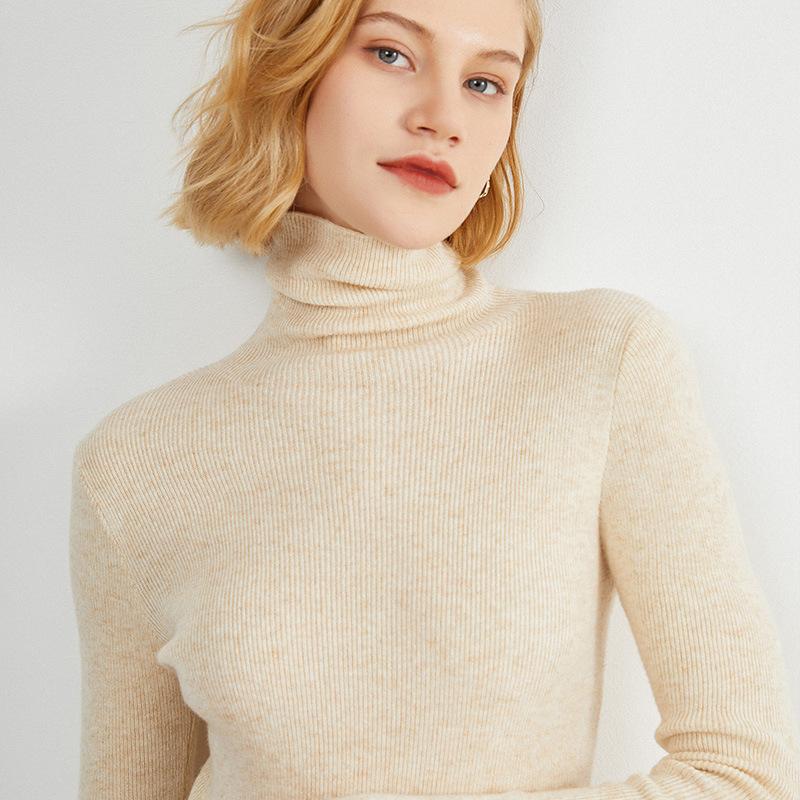 Autumn and Winter Women's Stacked Collar Round Neck Slim Pullover Hundred Yards Bottoming Knitwear