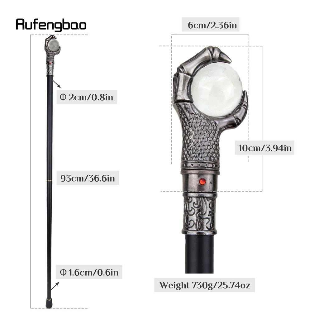 Drachenklaue Griff Glas Transparent Ball Gehstock Mode Dekorativer Gehstock Gentleman Elegant Cosplay Gehstock Crosier 93 cm