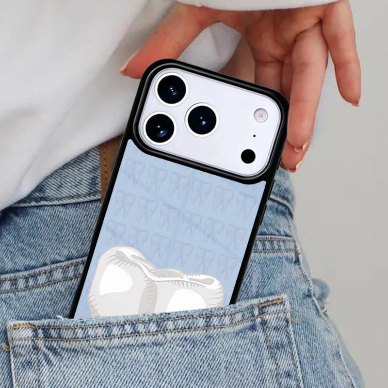 Dentist Tooth Pattern Print Phone Case for iPhone 16e 15 14 13 12 17 Pro Max Plus Air 17pro Cover Coque