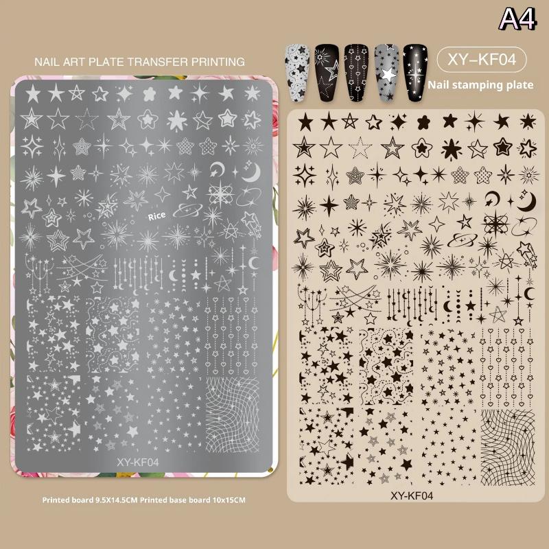 Nail Art Stamping Plates Butterfly Flower Bownot Pattern Printing Big Size 15*10cm Steel Nail Stamps Geometry Template DIY