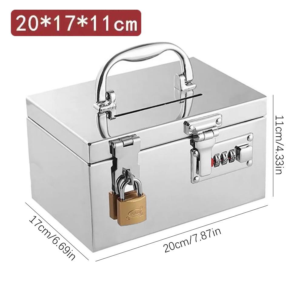Boîte à clés à code bancaire en acier inoxydable Sécurité financière Serrure à combinaison/Cadenas Boîte à espèces Registre portable Boîte à billets