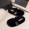 Flat-bottomed bag head fluffy slippers for women's outer wear 2025 new autumn and winter high-end one-pedal mink plush cotton slippers