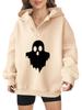 2025 new European and American Halloween women's hooded sweater front and rear pattern winter fleece loose casual