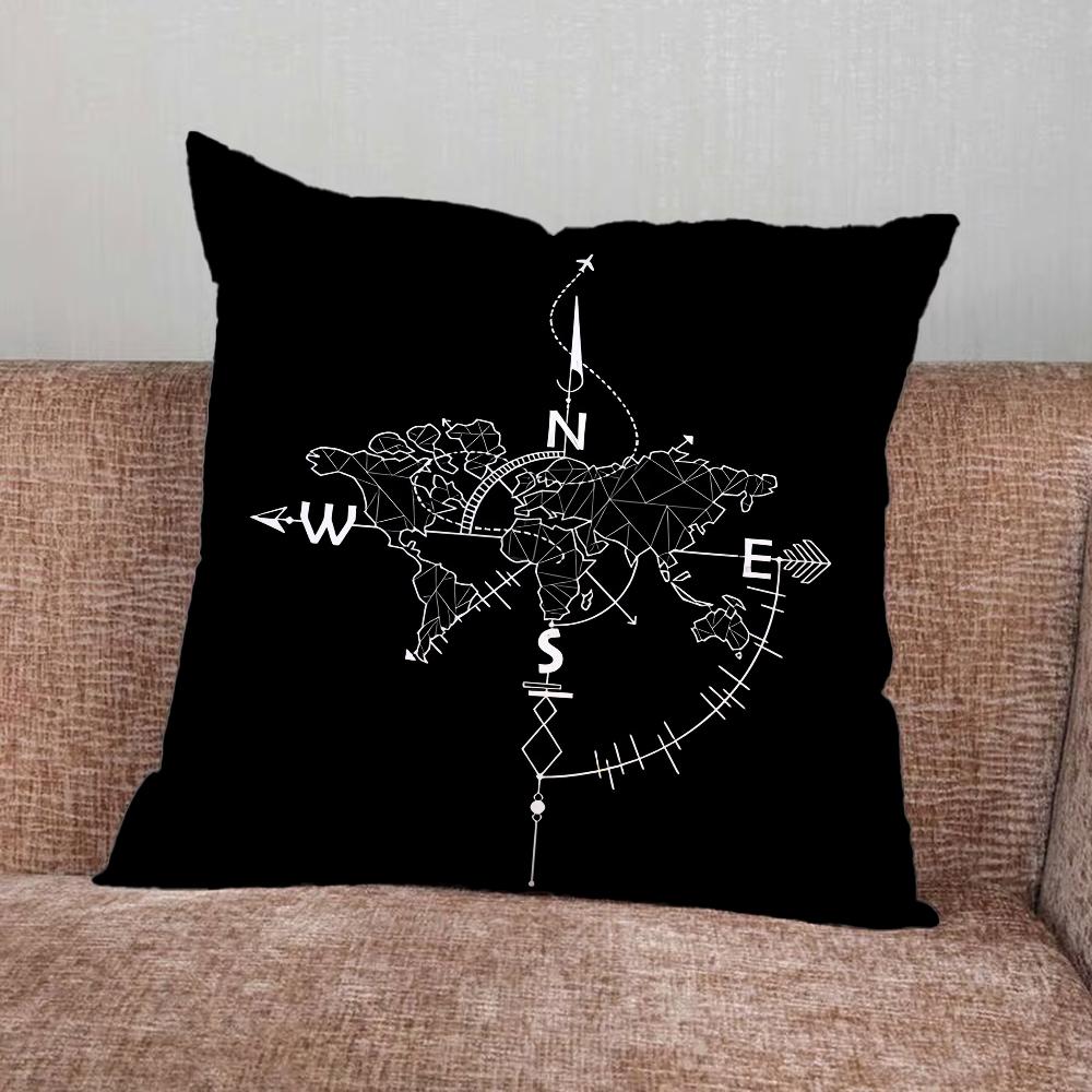 Anchor Compass Nautical Sailor Pillow Case For Home Bedroom Car Office Decoration Living Room Sofa Cushion Cover Suitable