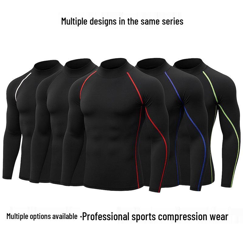 Men's Quick-Dry High Neck Long Sleeve Gym Shirt
