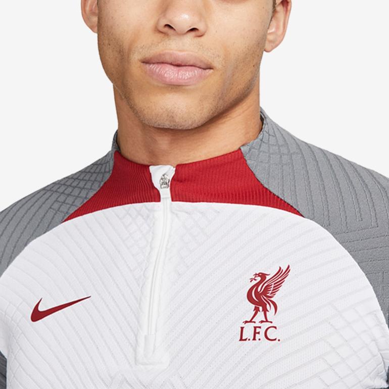 Nike Liverpool 2022-23 Strike Elite Collo Alto Moda Casual Manica Lunga Maglia da Calcio Uomo top Grigio Bianco DR4496-101
