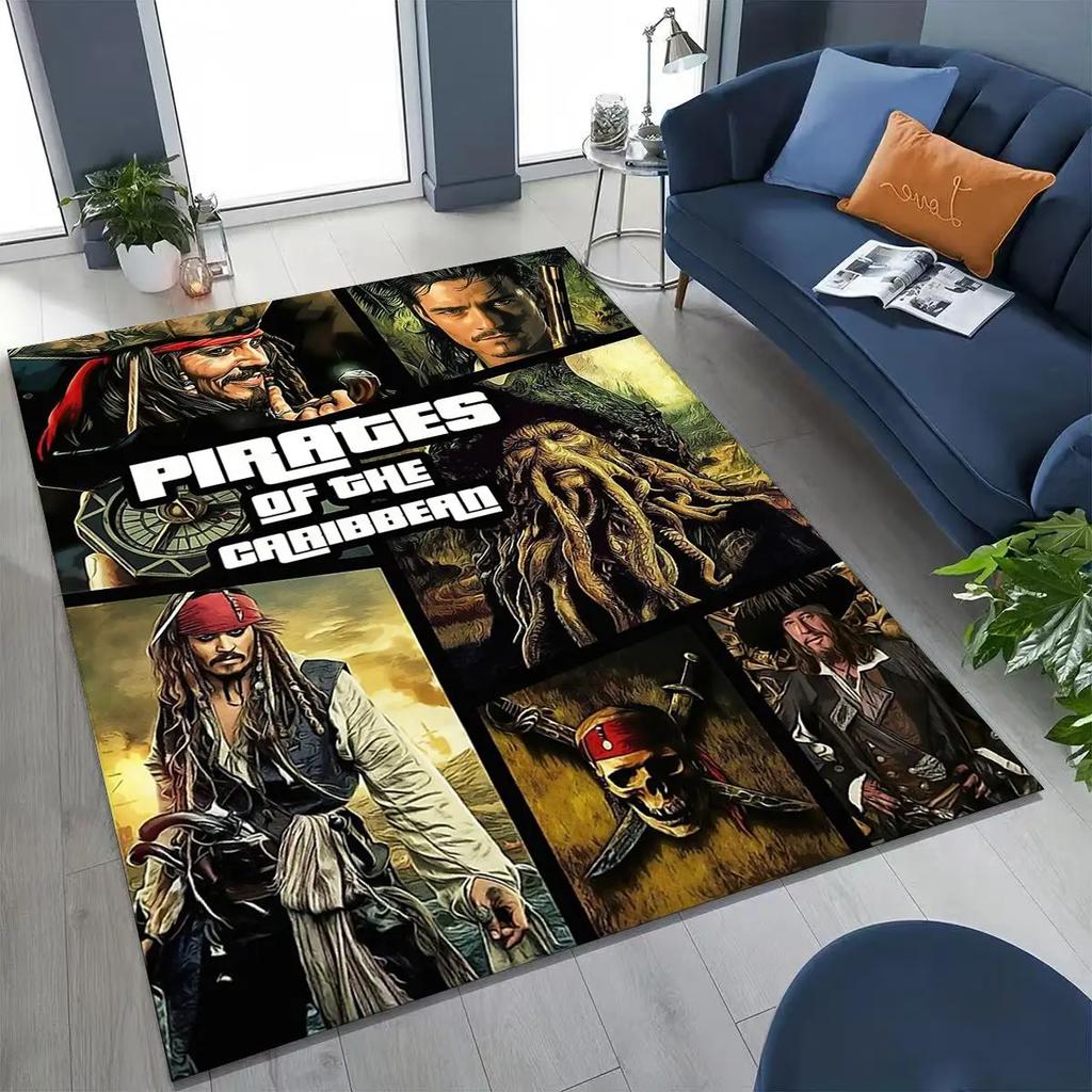 Captain Jack Pirates of The Caribbea Johnny Depp Carpet Rug for Bedroom Living Room Sofa Home Doormat Decor,Non-slip Floor Mat