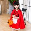 Little Red Riding Hood Costume Set - Red Cape, Pumpkin Bag, Headpiece, 100CM, for Carnival, Halloween, Christmas, Role Play