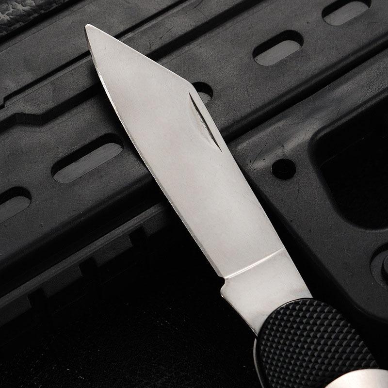 Tacâmuri mici multifuncționale pliabile detașabile combinate, tacâmuri mici pentru exterior, drumeții, călătorii, mâner multifuncțional din aluminiu cu deschizător multiplu, cuțit pentru fructe