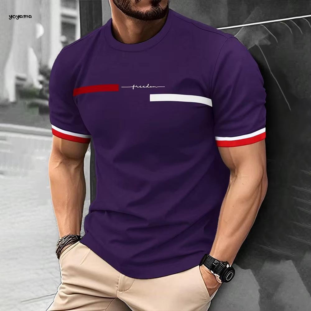 Men's T-Shirt Fashion Design Simple Printed Short Sleeve T-Shirt Oversized Sports Round Neck Tops Summer Men's Casual Clothing