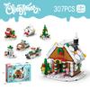 Ville Créative Village d'Hiver Père Noël Maison en Pain d'Épice Train de Noël Rennes Traîneau Ensembles Blocs de Construction Jouets pour Enfants Cadeau