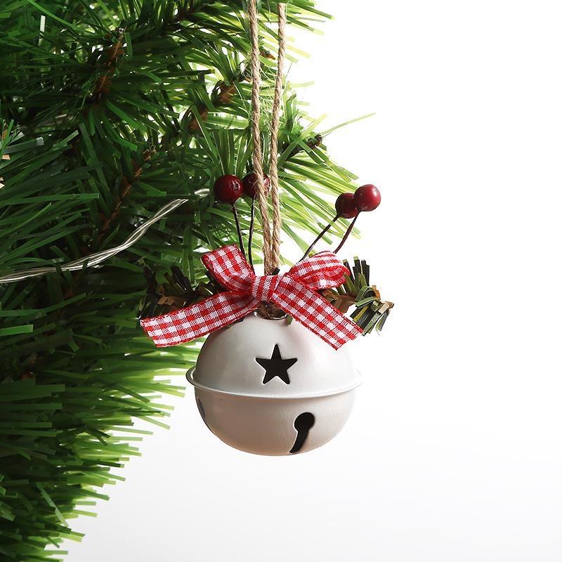Christmas Iron Round Bell Decoration Accessories Twine Holly Berry Christmas Bell Pendant
