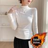 Women's Fleece-Lined Semi-High Neck Long-Sleeve Slim Fit Base Layer for Autumn/Winter