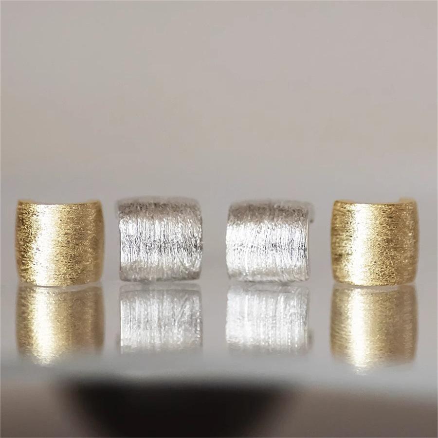 925 sterling silver small tile brushed stud earrings niche design earrings temperament light luxury versatile earrings tide