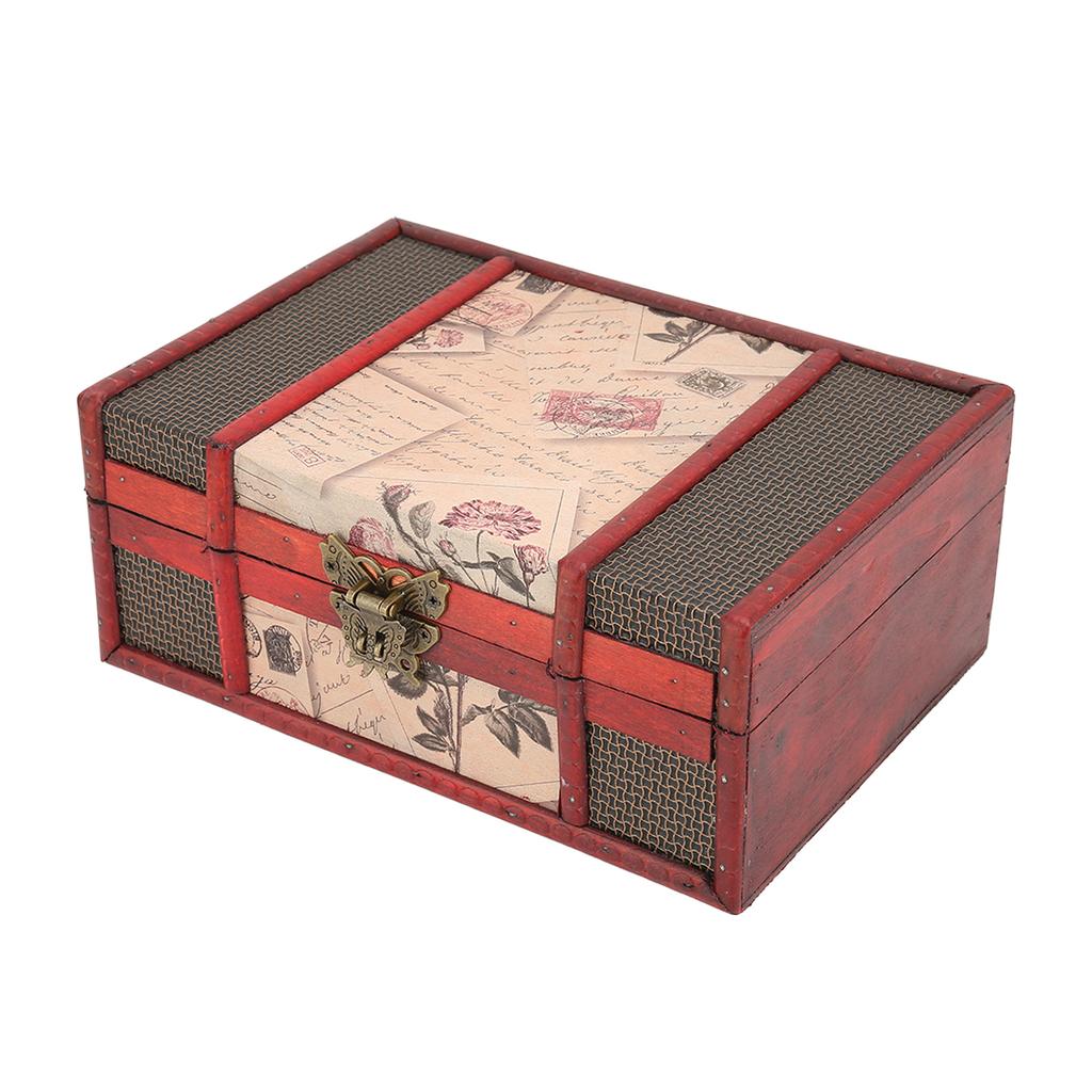 Vintage Wooden Storage Box Elegant Jewelry Necklace Bracelet Book Organizer Case Home Decoration