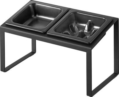 Yamazaki Tower Pet Food Bowl Stand Angled High Prevents Fast Measures 29cm W X D X Model 10242 Set, Type, Black, Eating, 15.5cm 17.6cm H,