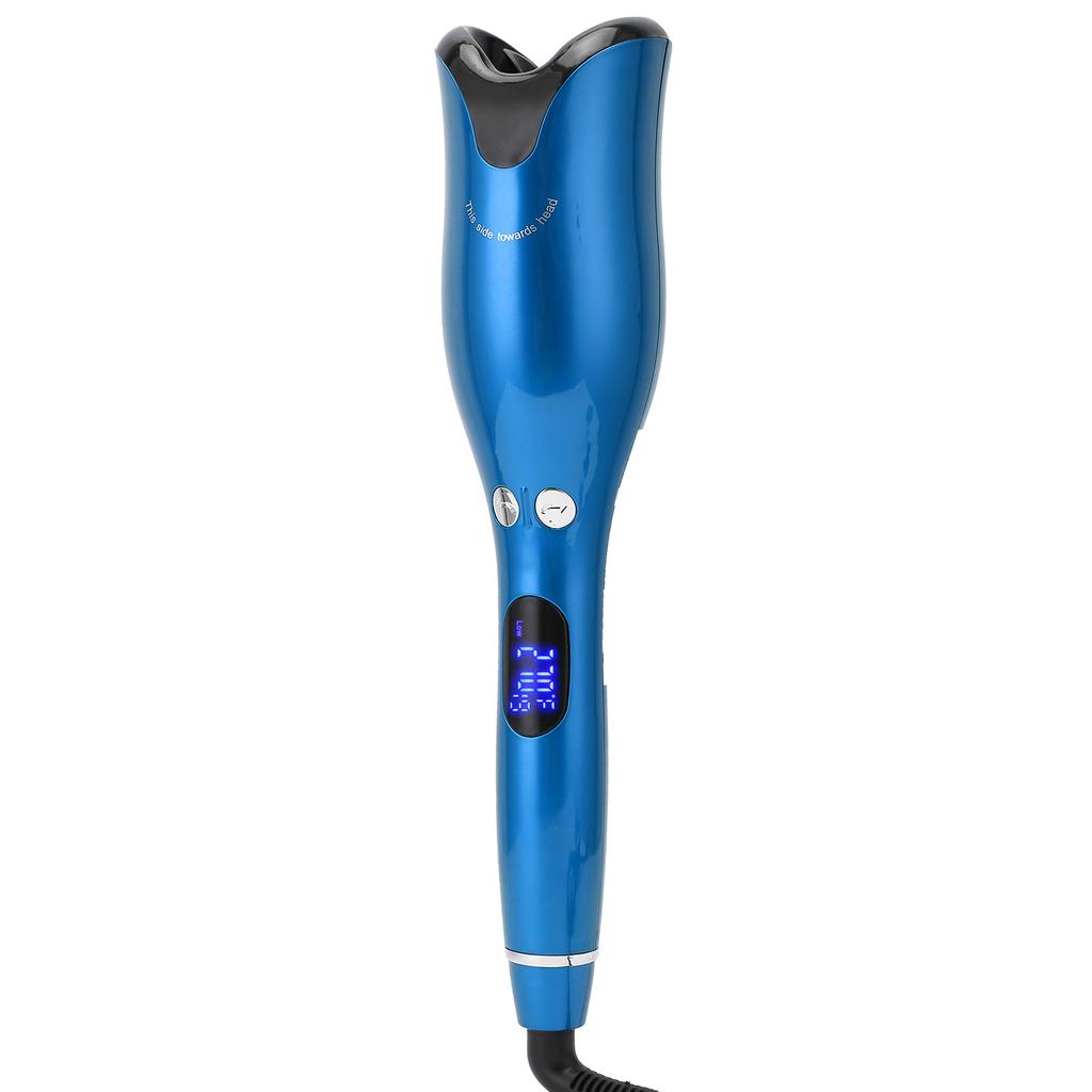 Automatic Curling Iron Wand LED Temperature Display Timer Blue Curling Iron 110‑240VUK Plug
