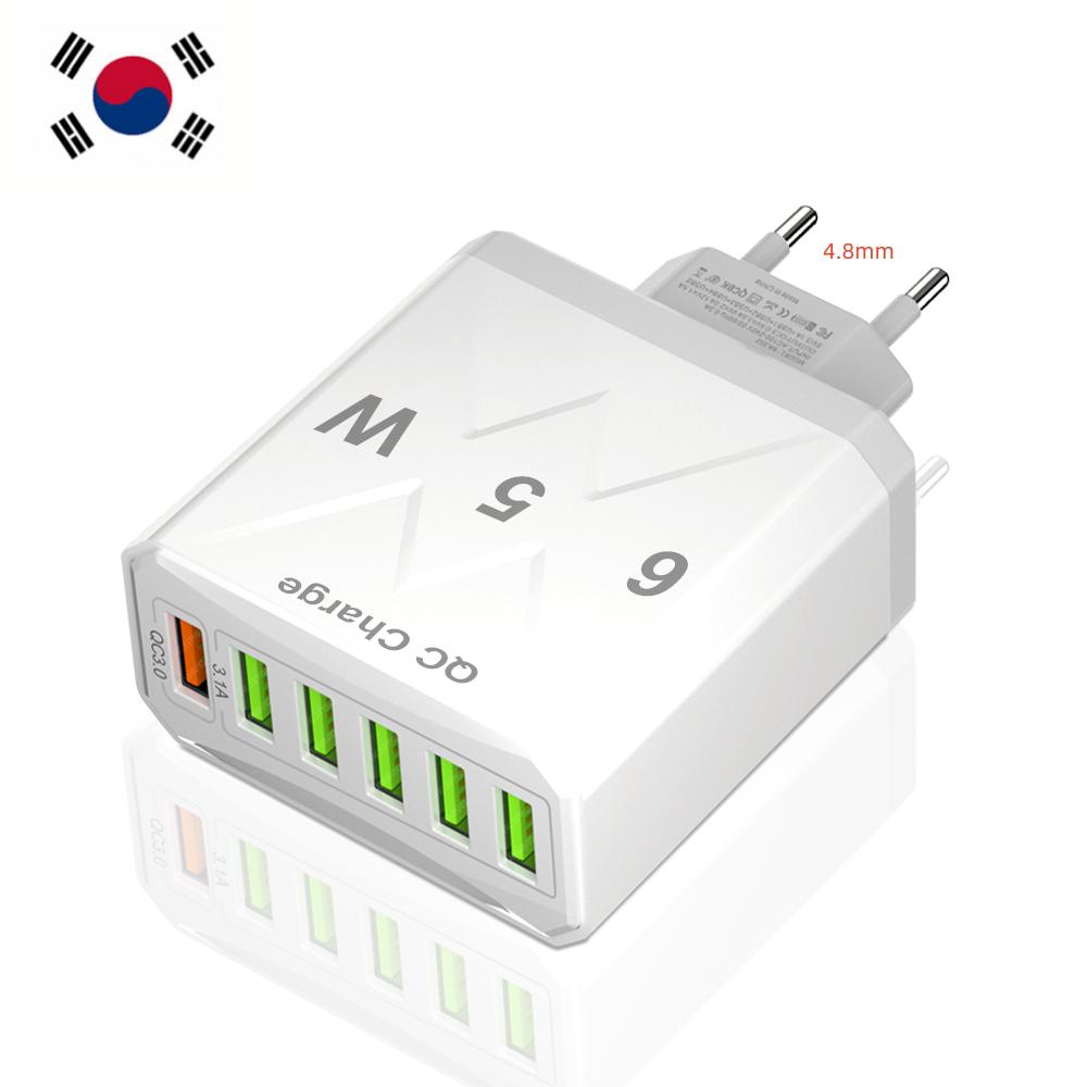 6 Ports USB Charger Fast Charging Mobile Phone Charger Adapter For iPhone Samsung Xiaomi QC 3.0 EU/US/KR/UK Fast Charge Plug