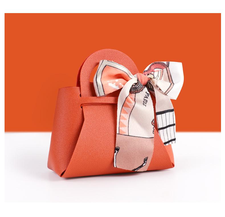 

10PCS Distribute Leather Pink Gift Bags Wedding Favour Bag for Guest Mini Handbag with Ribbon Candy Packaging Box Party Decor помаранчевий