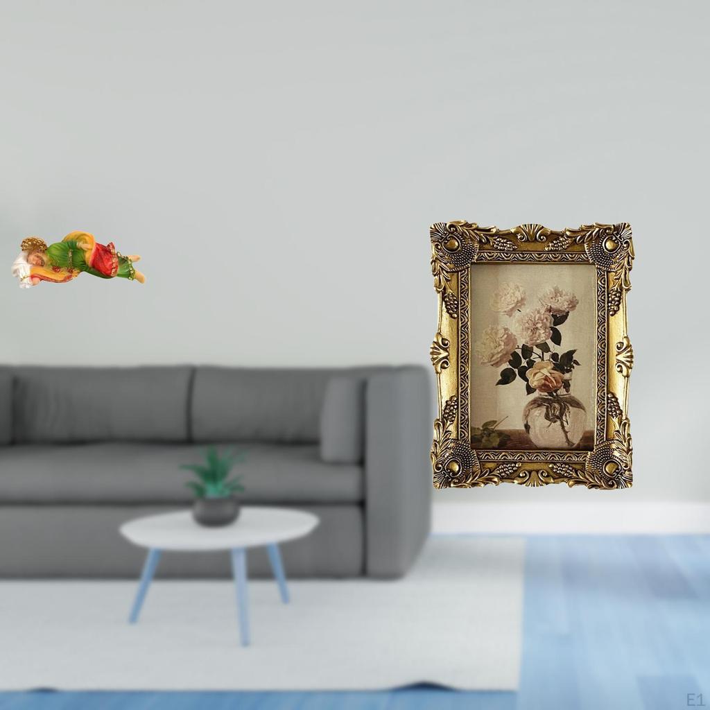 Resin Joseph Statue Figure And Ornate Photo Frame Vintage Decorative Display for Tabletop Shelf