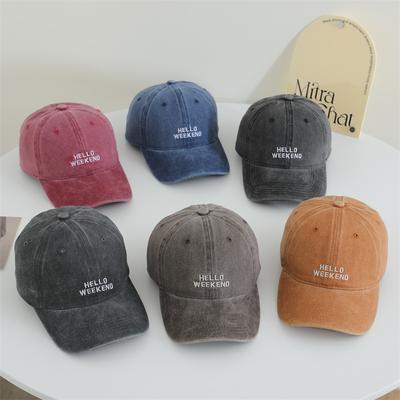 Original Korean Version of Old Multi-row Letter Embroidered Baseball Hat for Women Soft Top Baseball Hat Japanese Retro Sun Hat