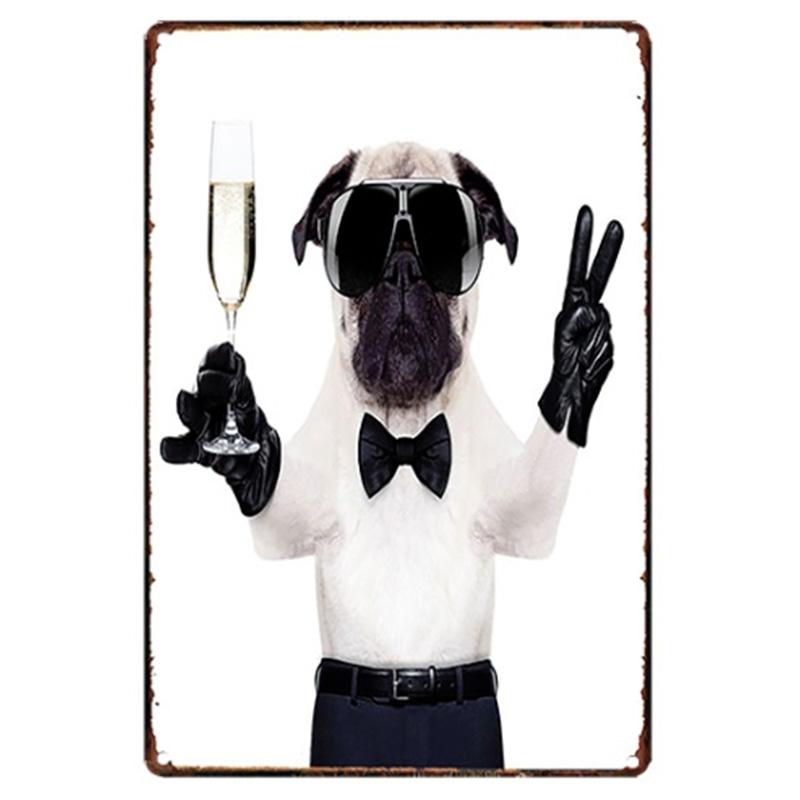 Mfoever Christmas Dog Decor Metal Tinplate Poster New Year Festival Decor Xcm Cute Dog Poster