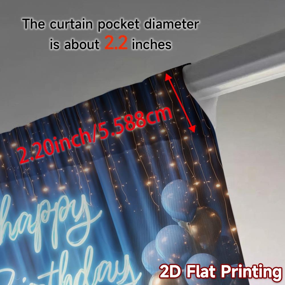 2pcs   2D FLAT PRINTING Curtains (Without Rod) Birthday Bliss Chic Chic Curtain Versatile Fabric Curtains Decorations Use for
