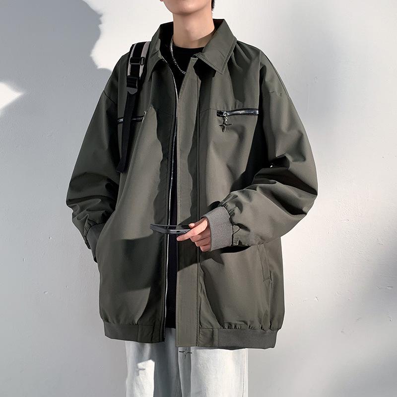 

Men s Japanese Trendy Waterproof Mountaineering Jacket - Spring/Autumn 2025 Loose Lapel Cool Style 2XL зелений