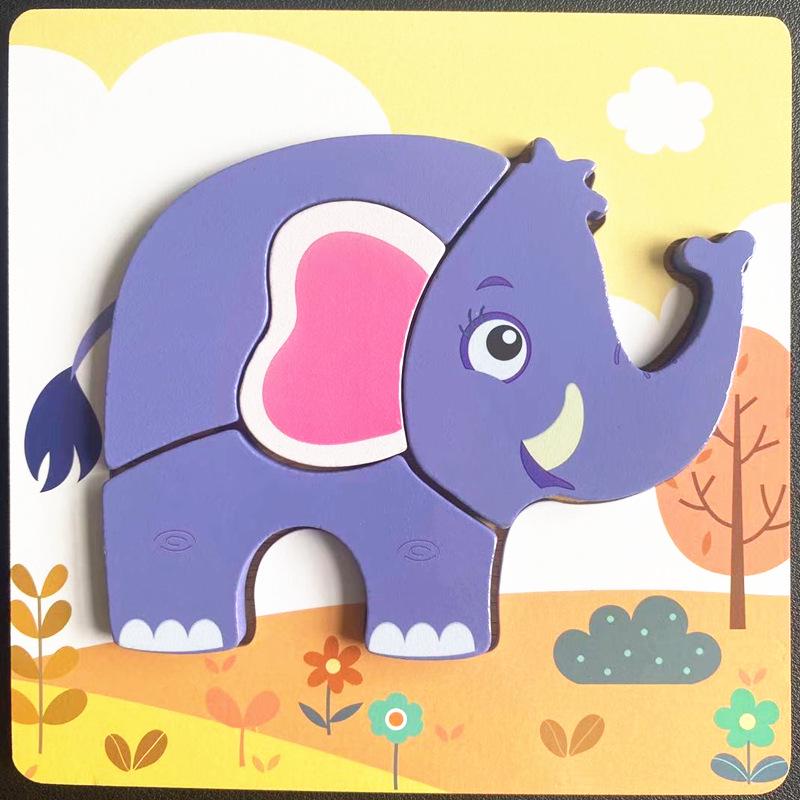 Children's 3D Wooden Animal Puzzle Board - Educational Toy for Early Learning