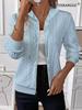 Fashion Women Zip Hoodie Jacket Long Sleeve Knit Sweatshirt Autumn Winter Casual Pullover Solid Color Loose Elegant Basic Shirt