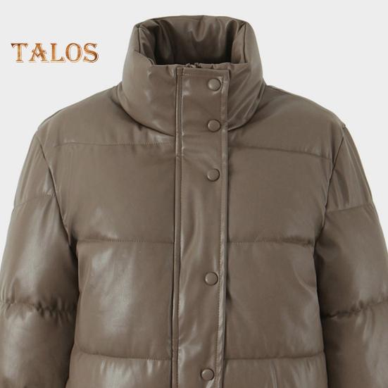 Winter Women Jacket Thickened Padded Stand Collar Neck Protection Windproof Heat Retention Solid Color Zip-up Long Sleeves Down Coat