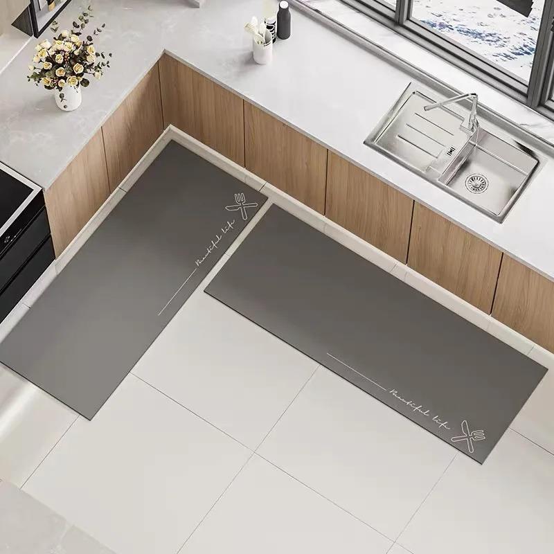 Rug for Kitchen Floor Mat Pvc Waterproof Leather Carpet Non-slip Oil-proof Long Foot Mats Minimalist Style Home Decoration Rugs