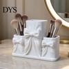 Minimalist Makeup Holder for Bedroom 3D Printed Storage Box with Bow Design, Desktop Cosmetic Organizer Gift Lovers Vanity Table, Three Compartments