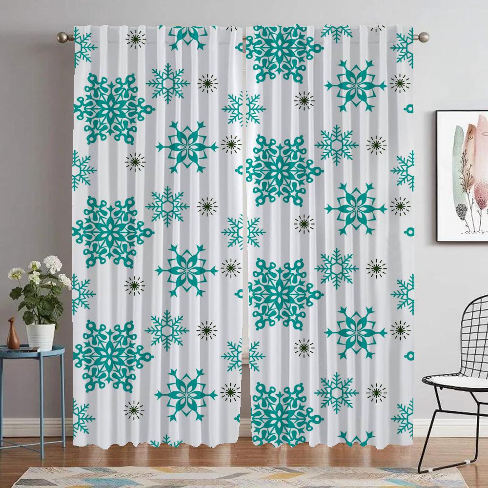 Vánoční odstíny Vločka Moderní obývací pokoj Závěsy 2 kusy Zatemňovací závěs do pokoje 2 panely Halloweenská dekorace Dělící stěna