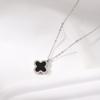 Non-Fading Lucky Titanium Steel Double-Sided Pendant Four-Leaf Clover Necklace Female Simple Premium Sense Niche Design Jewellery
