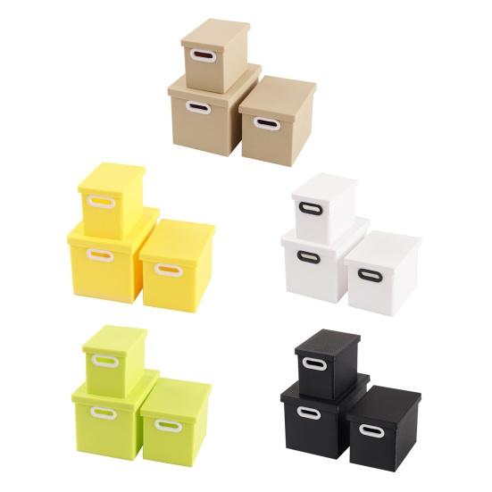 3Pcs/Set Simulation Storage Box 1:12 Miniature Scale Three-Piece Stacking Design Smooth Edges Safe Play Storage Organizer Dollhouse Accessory