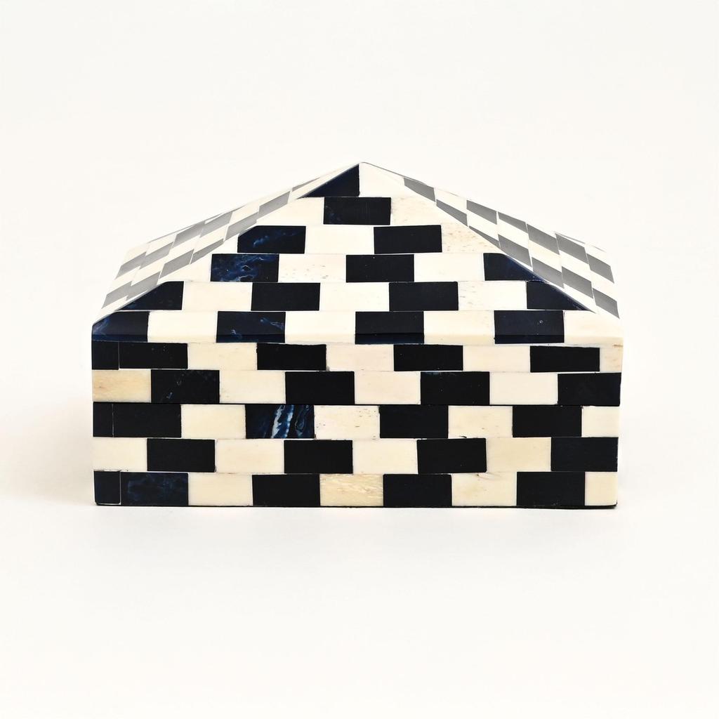 Brick Pattern Pyramid Inlay Box – Handcrafted Decorative Storage for Jewelry & Keepsakes