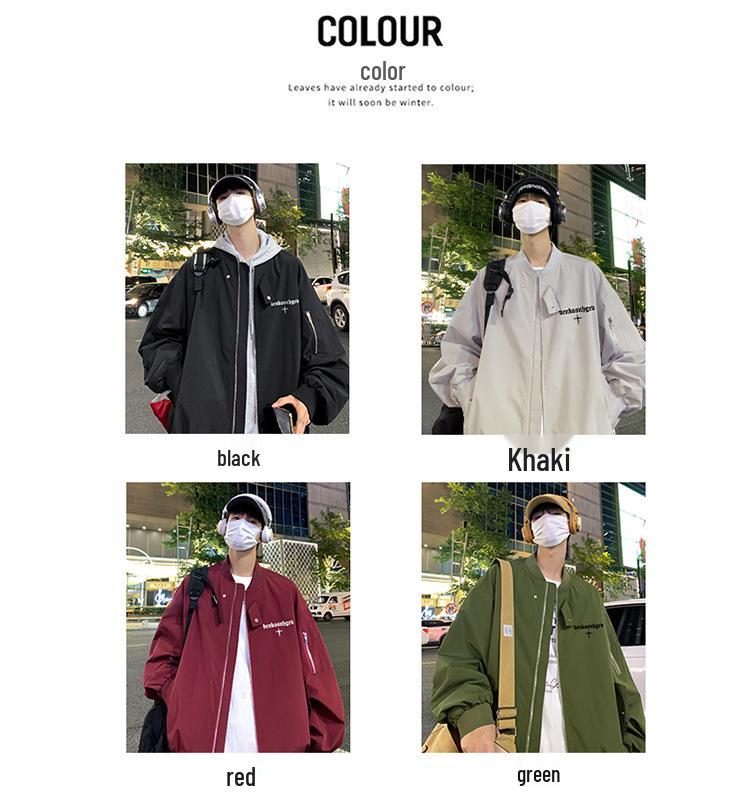 Men's Vintage West Coast Retro Baseball Flight Jacket – Oversized Spring/Autumn Style