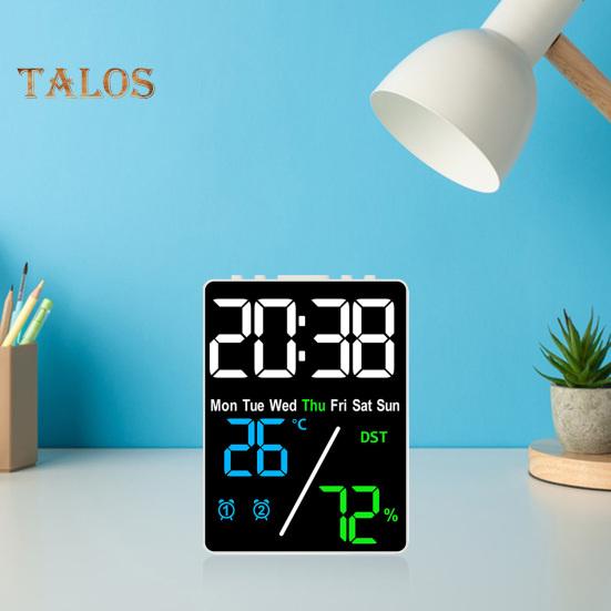 Large Digital Wall Clock Compact Design Portable Battery Powered Temperature Display LED Alarm Clock with Big Digits