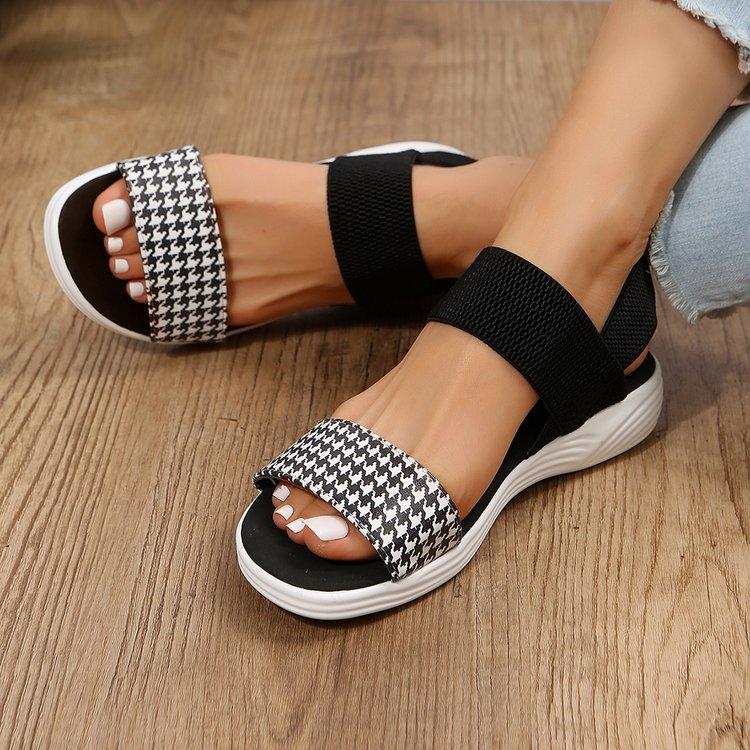 Casual sandals 22 new summer platform flat heel elastic large size sandals sandals 36