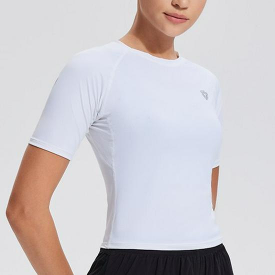 

2025 Женская быстросохнущая облегающая дышащая спортивная футболка с коротким рукавом для бега на открытом воздухе и фитнеса Double Extra Large