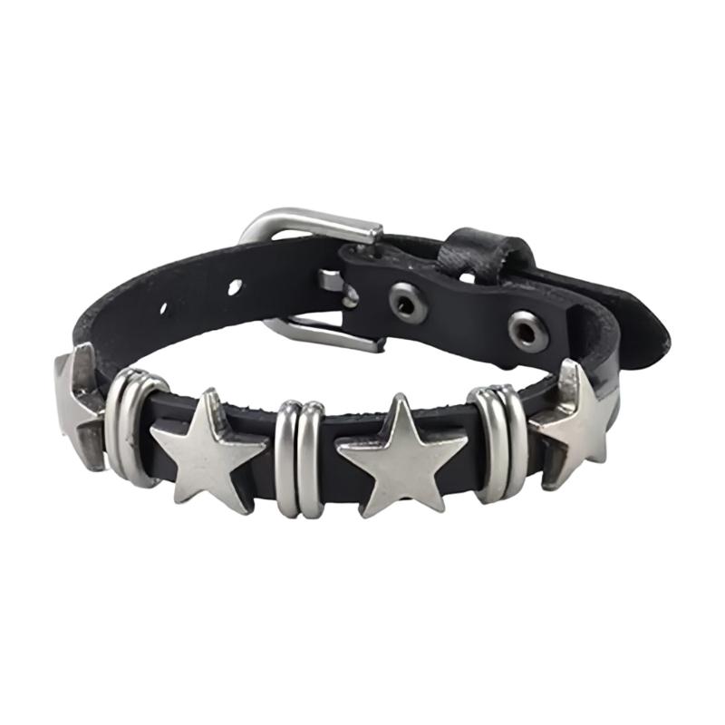 Pack of 4 Gothic Riveted Bracelets Leather Material Wrist Chains Comfort Fit for Concerts Themed Event and Daily Use