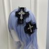 Lace Hair Clip Dark Balletcore Crosses Dark Flat Clip Halloween Hairpin Dark Elegant Hair Clip for Bunches